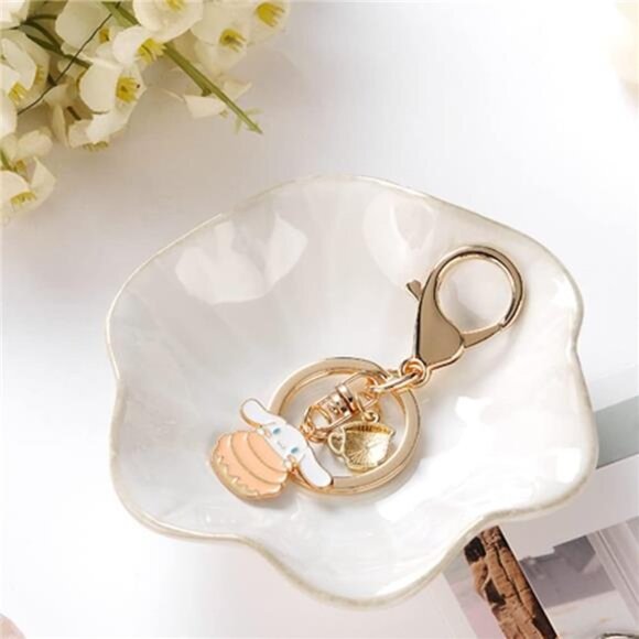 2PCS Lotus Leaf Shape Ring Holder Dish, Small Key Bowl, Ceramic Trinket Tray - Picture 3 of 8